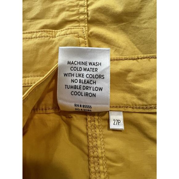 Cosmic Blue Love Yellow Cargo Crop Pants Womens Waist 27P - Picture 5 of 7